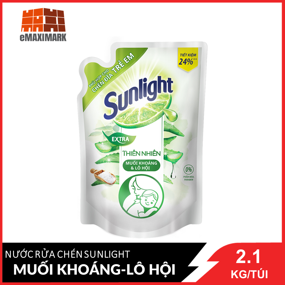 Nước Rửa Chén Bát Sunlight Extra Thiên Nhiên Muối Khoáng Và Lô Hội 2.1kg