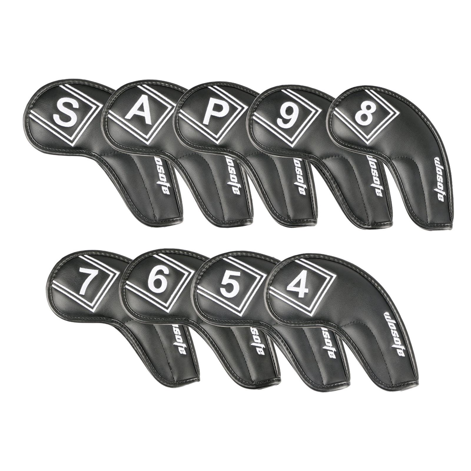 9Pcs/Pack PU Golf Iron Covers Set Golf Club Head Cover for Most Irons