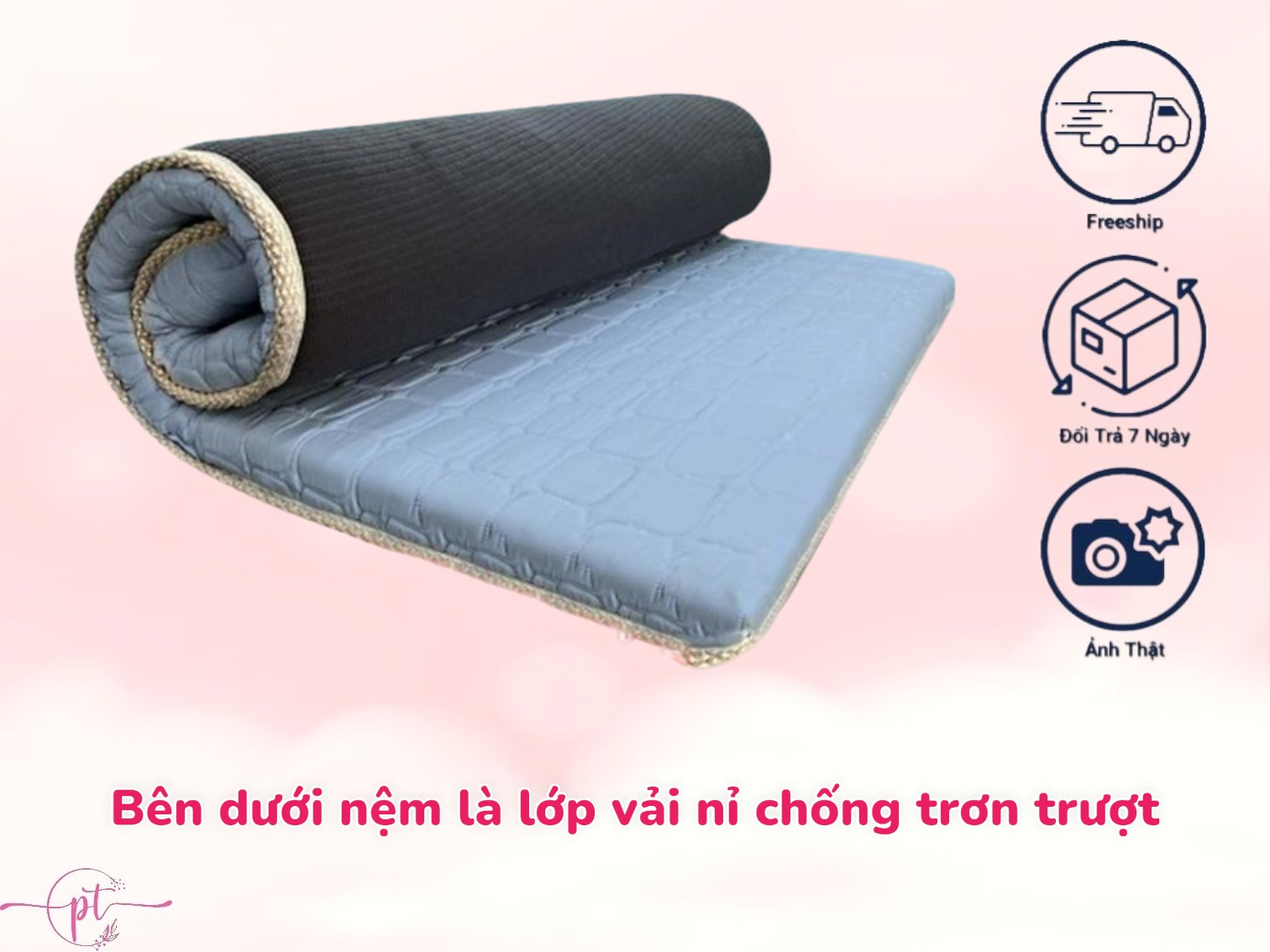 Topper Foam Kingroll Cao Cấp Dày 5cm Có Thun Ràng Đủ Size Giao Màu Ngẫu Nhiên (Tặng Kèm Drap Nệm)