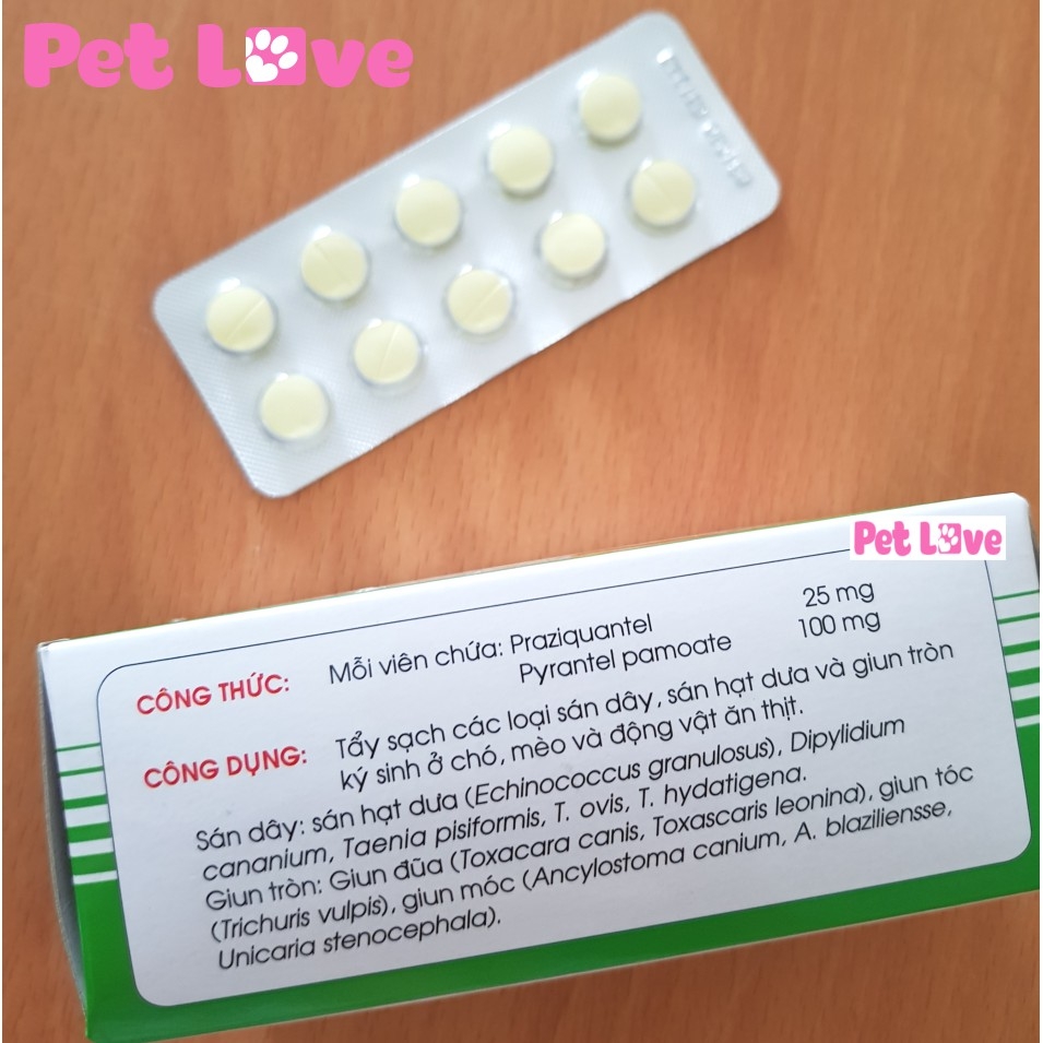Sanpet tẩy giun tròn, sán lá, sán dây chó mèo