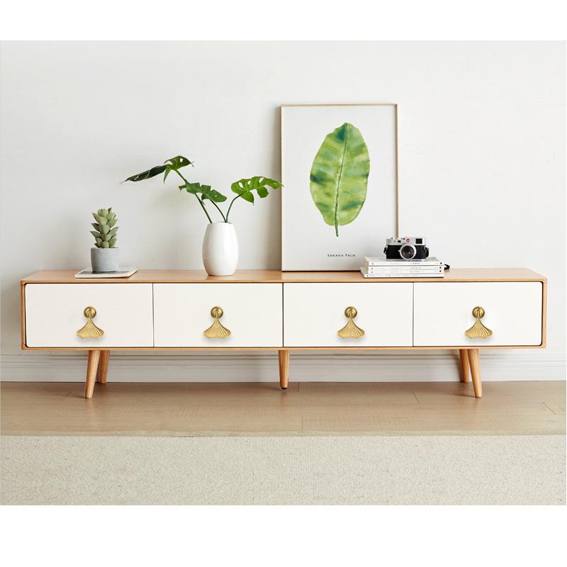 2 Chiếc Tay Cầm Núm Vàng Thả Mặt Dây Kéo Tay Cầm Thời Trang Hình Lá Bạch Quả Tủ Áo Núm