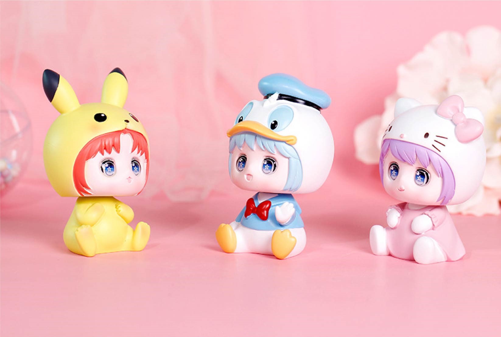 Set 4 Tượng Trang Trí Bé Cái Anime Cute Trang Trí Đẹp Cho Bàn Học Phòng Ngủ