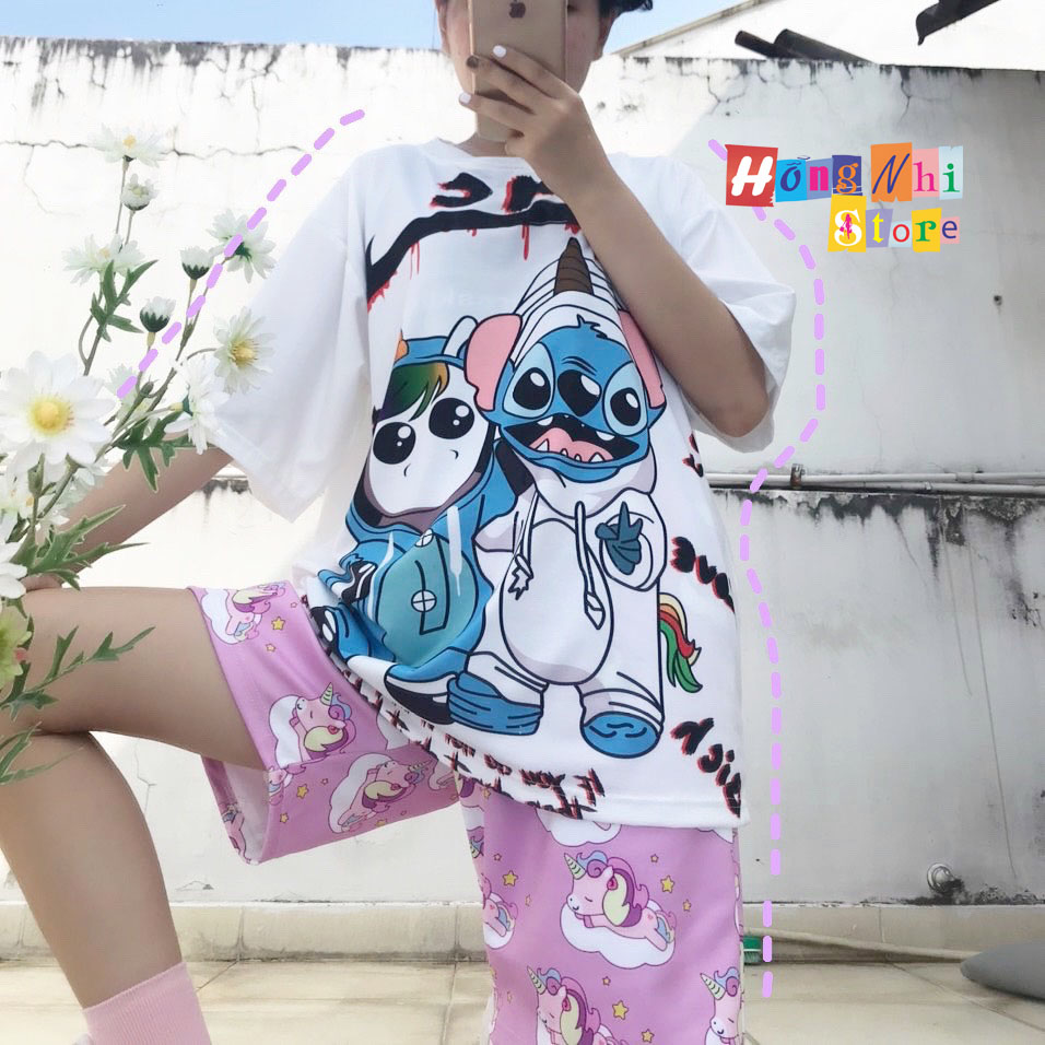 Quần Short Cartoon Unisex Màu Hồng - Quần Đùi Hoạt Hình Siêu Cute - MM