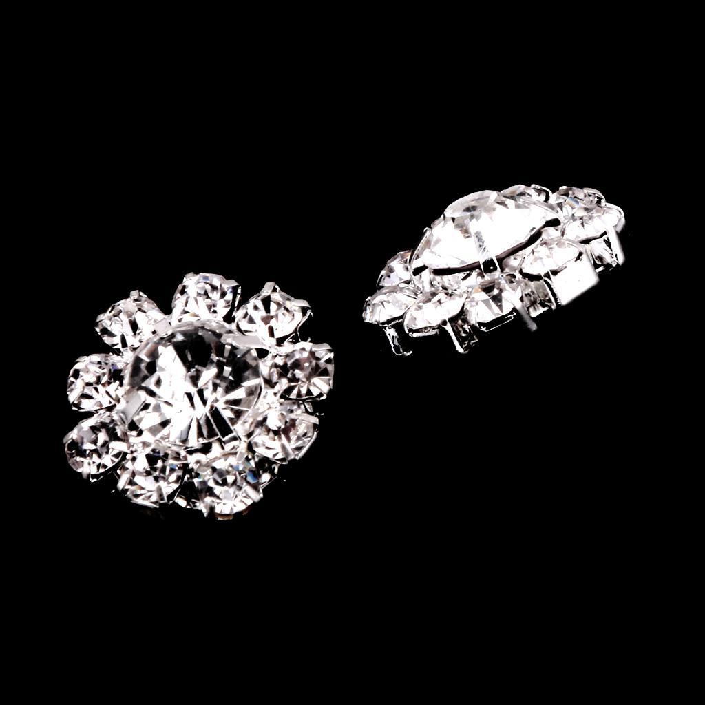 5-8pack 10 Pieces Rhinestone Flower Sewing Buttons DIY Crafts 16mm Silver
