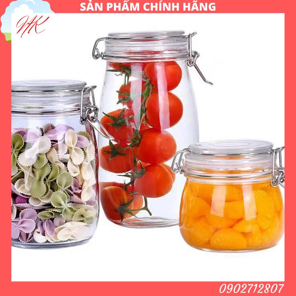 Hũ thủy tinh nắp cài 0.5L-0.75I-1L (thân tròn) - SAPATA roong màu ngẫu nhiên