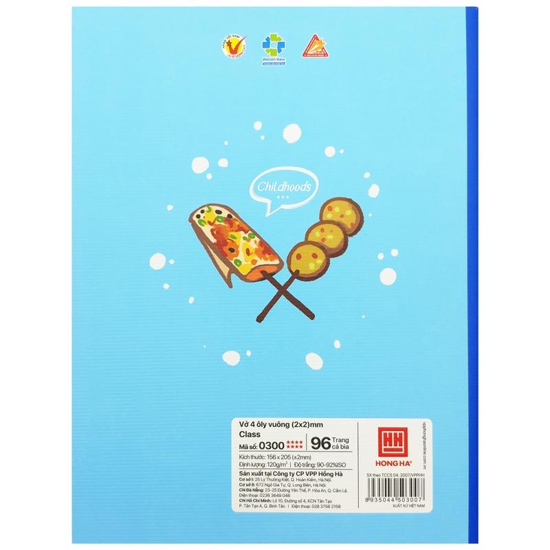 Vở Class Childhood - 4 Ô Ly 96 Trang 120gsm - Hồng Hà 0300 (Mẫu Màu Giao Ngẫu Nhiên)