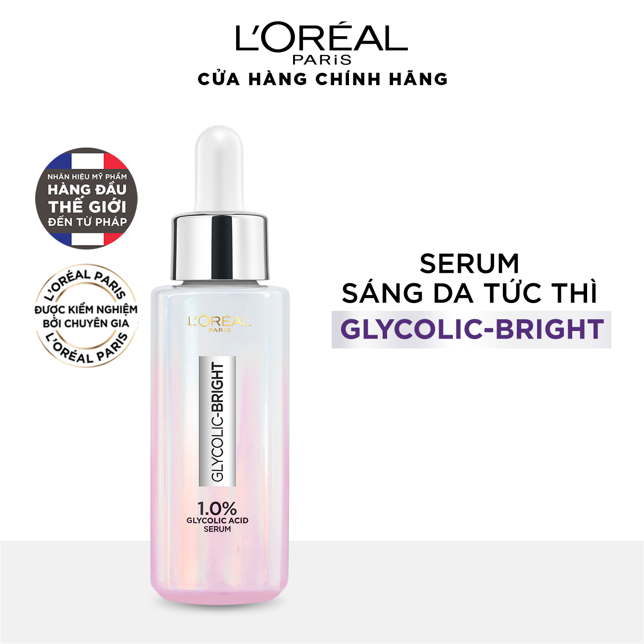 Serum Sáng Da Tức Thì L'Oreal Paris Glycolic - Bright Instant Glowing Serum 1.0% Glycolic Acid 30ML