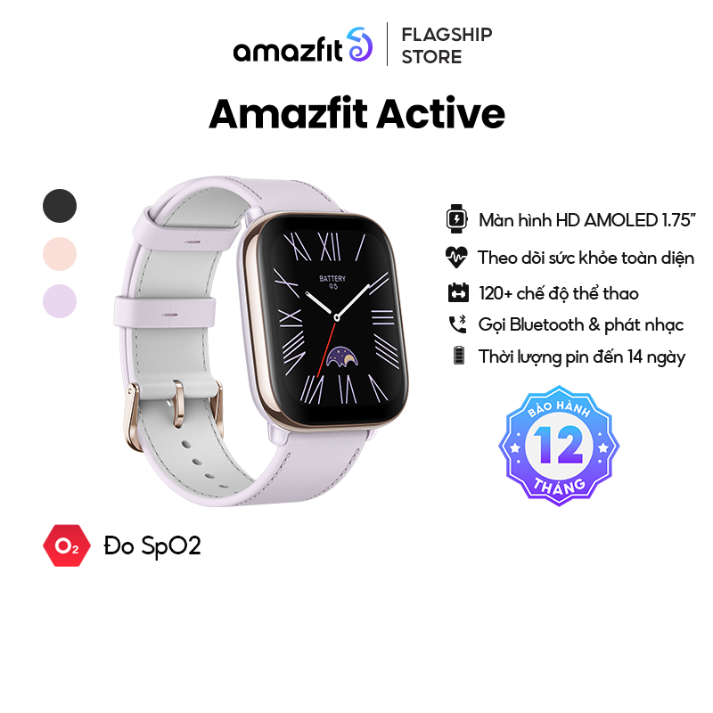 Đồng hồ thông minh Amazfit Active - Nghe gọi Bluetooth &amp; phát nhạc - Thiết kế thời trang - Hàng Chính Hãng - Bảo hành 12 tháng