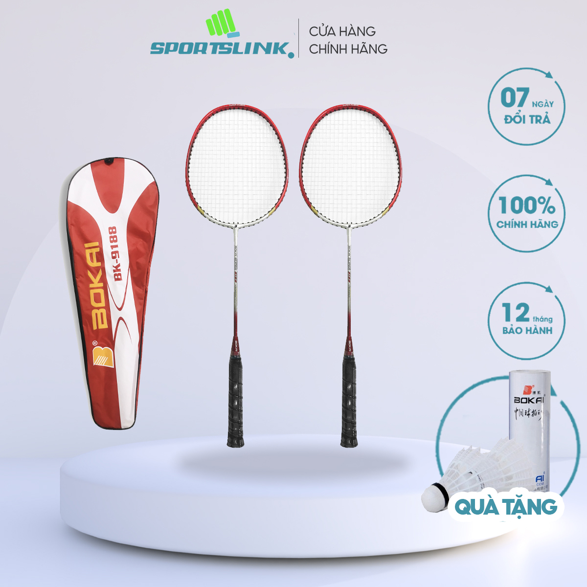 Hình ảnh Cặp vợt cầu lông dây cước Sportslink Bokai BK-9188 (tặng kèm 2 quả cầu)