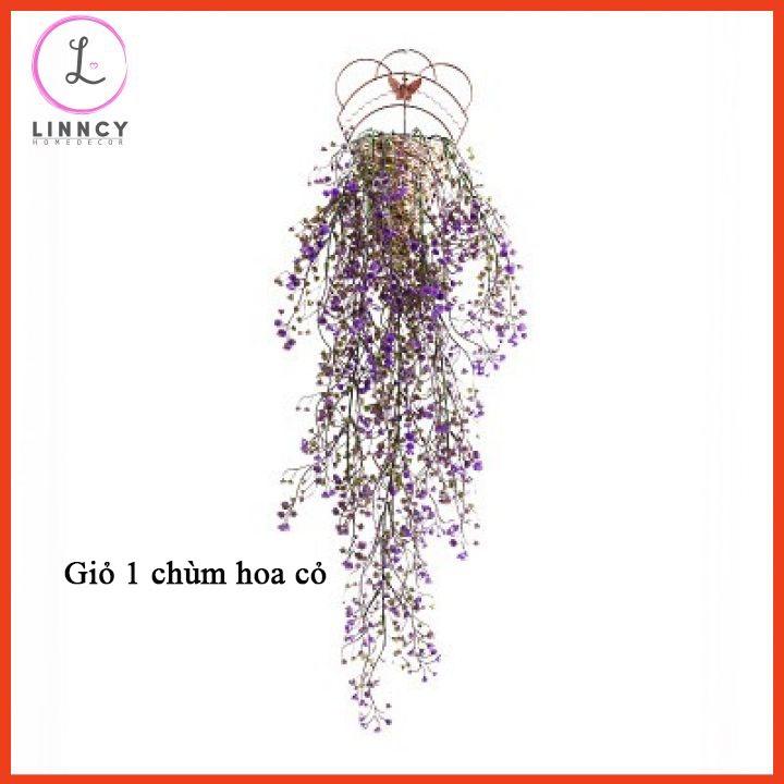 Hoa giả- Chùm hoa cỏ rũ treo tường dài 80cm nhiều màu trang trí nhà cửa