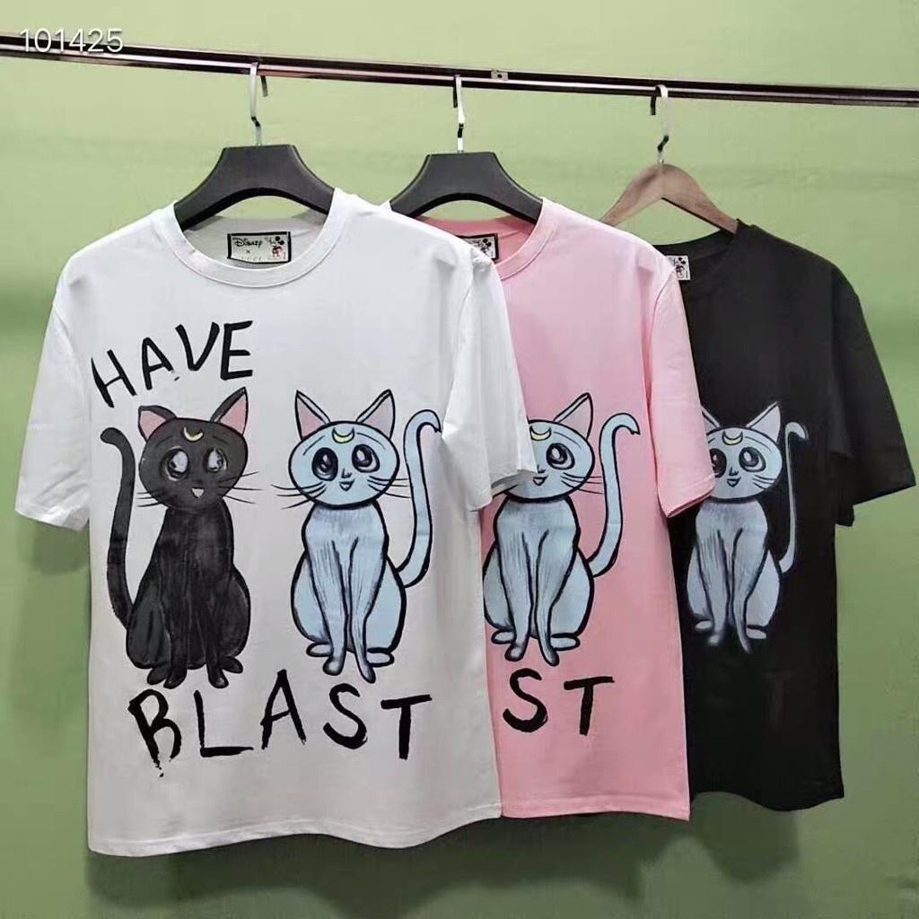 Áo Phông Thun Cộc Tay Cotton Hình Mèo 3D