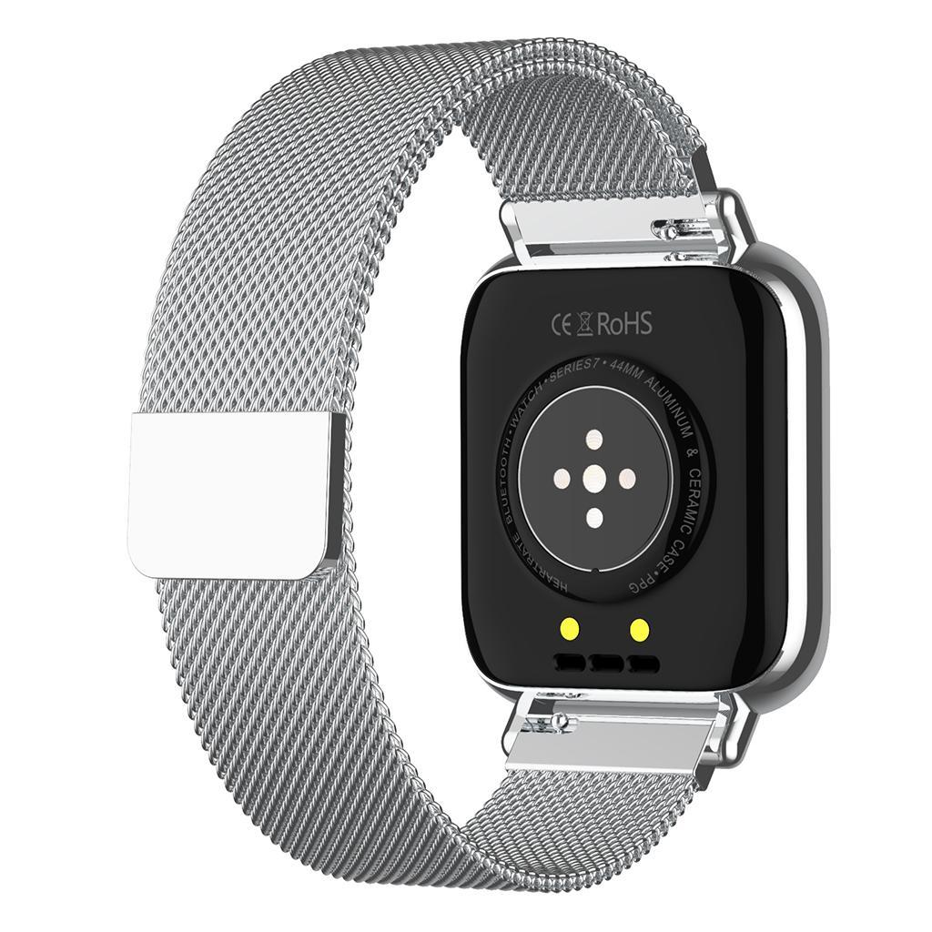 Bluetooth4.0 Smart Watch Heart Rate Sleep Monitor Full Touch Black Steel