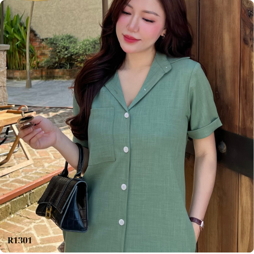 Đầm Linen Ruzimay Style Dáng Sơ Mi Dài R1300