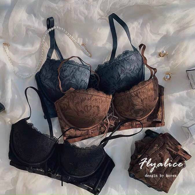 Bộ Đồ Lót Nâng Ngực Ôm Form Tạo Khe Đệm Đẩy 3cm Sexy Ren, Lót Vải Mềm Cao Cấp