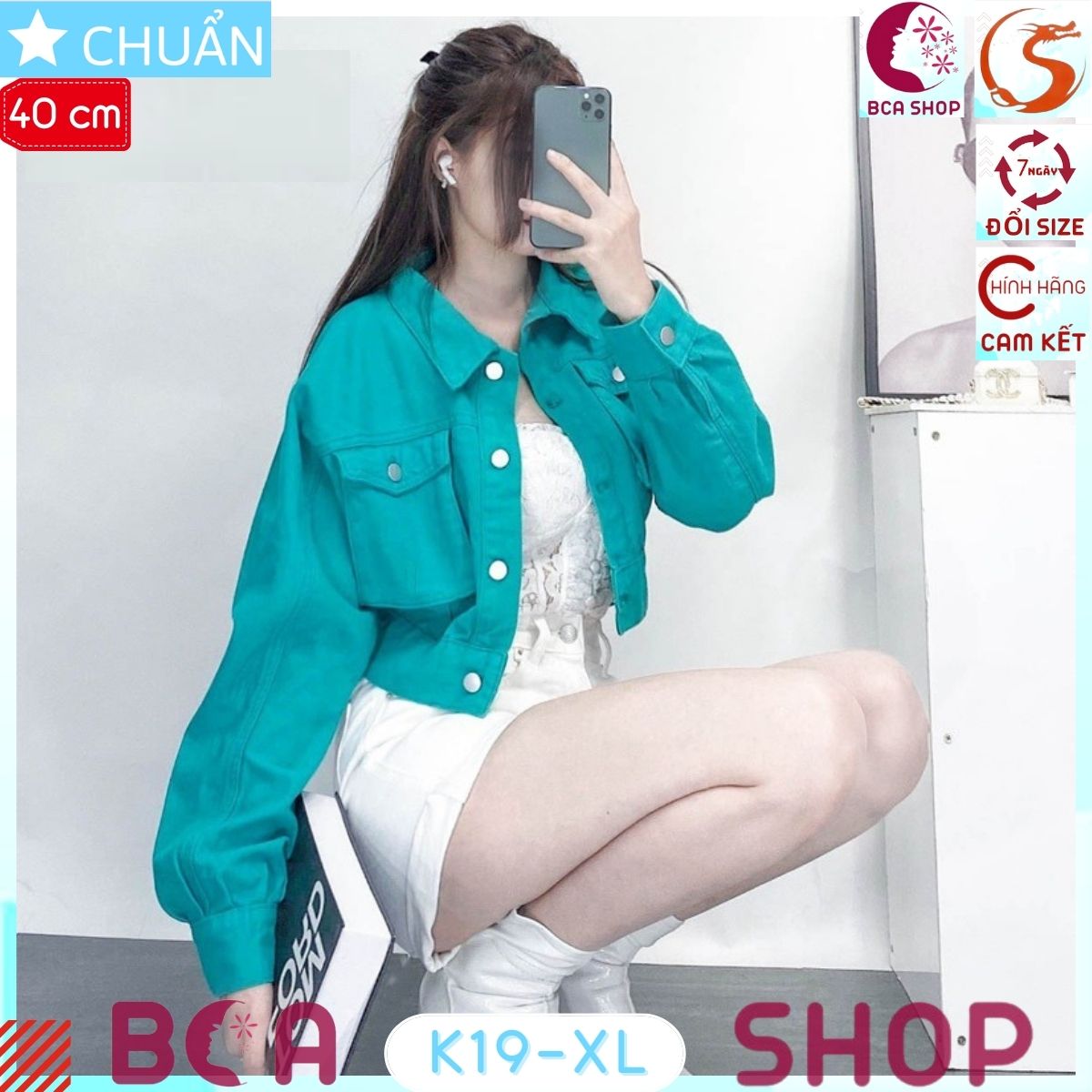 Áo khoác Jeans nữ K19 ROSATA tại BCASHOP màu xanh lục phong cách cá tính và thời trang, rất độc đáo và nổi bât