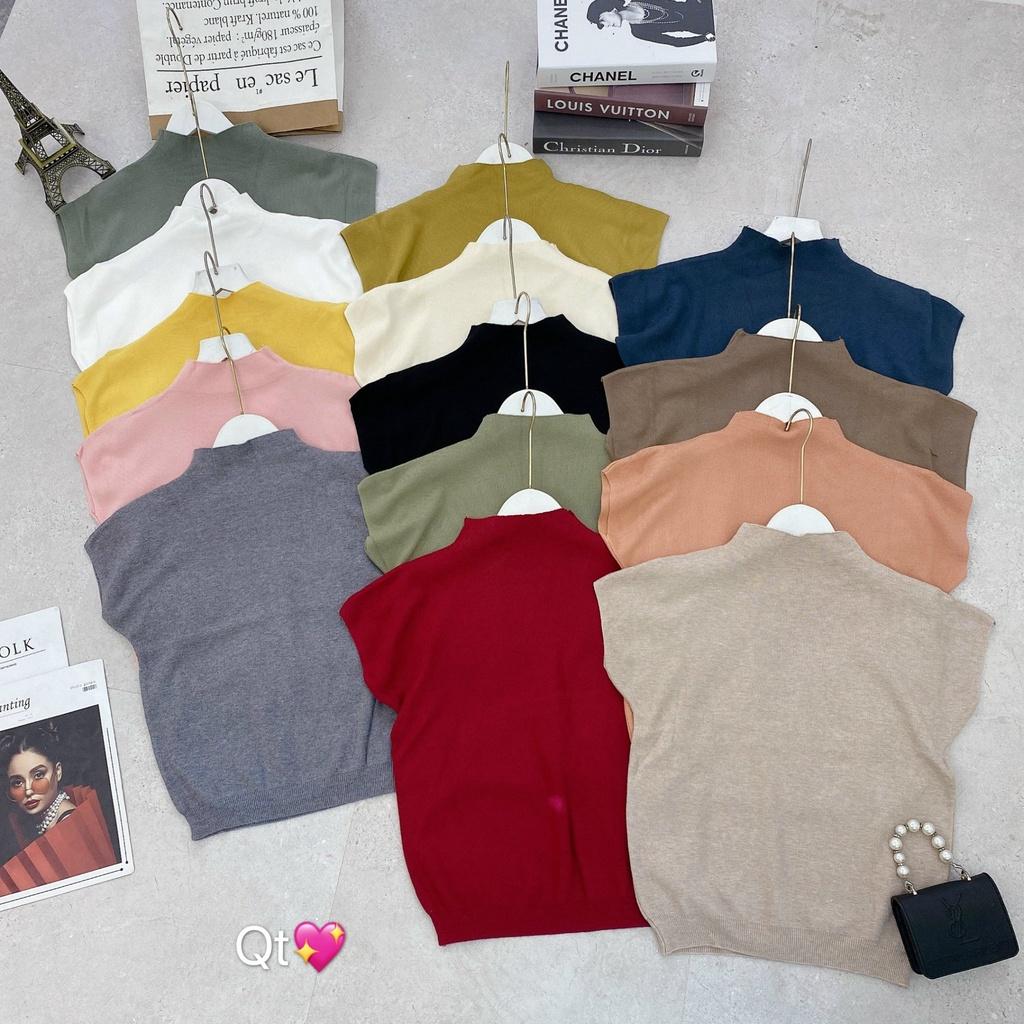 Áo len mịn tay cộc cổ cao, Áo len vai hến chất đẹp eo bo chun AL1923 - NhiNhi Shop