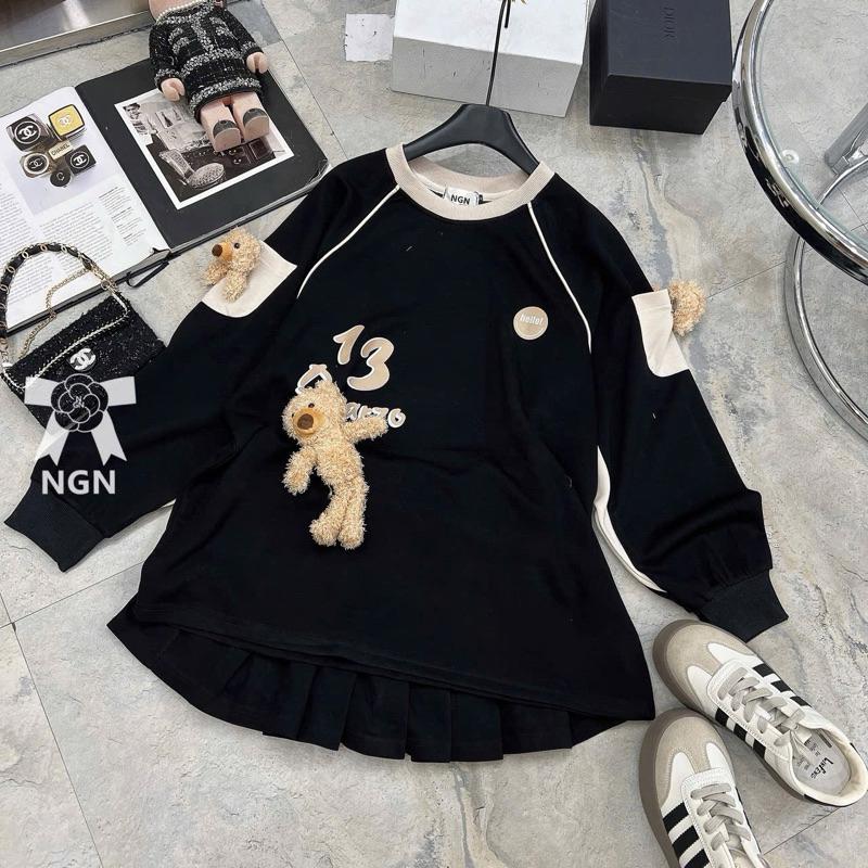 SET THU ĐÔNG GẤU HAI MÀU KEM VÀ ĐEN CC LAYLADANG DE