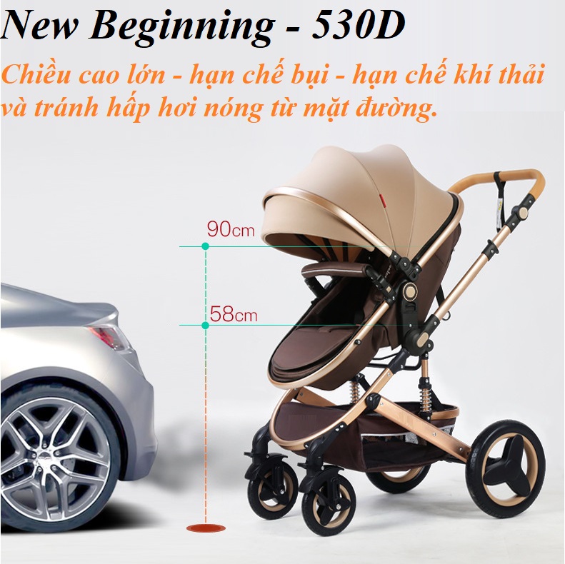 Hình ảnh Luxury high quality  folding 3 in 1 baby stroller. / Xe đẩy nôi em bé gấp gọn 3 trong 1 cao cấp.