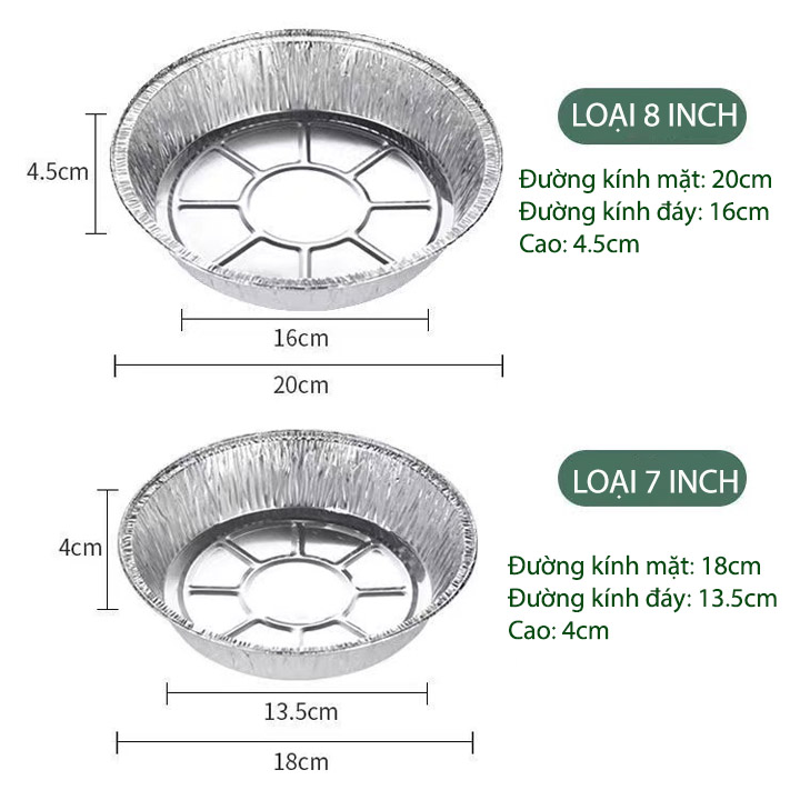 Combo 10 Khay giấy bạc lót nồi chiên, nướng không dầu tiện dụng, loại 7inch-8inch tùy chọn