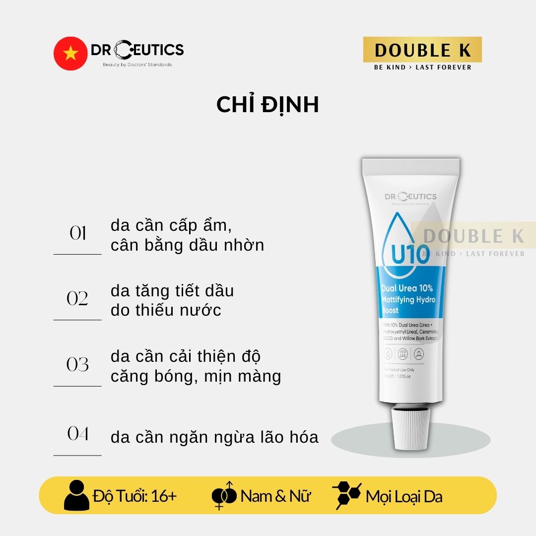 Gel Cấp Ẩm DrCeutics Dual Urea 10% Mattifying Hydro Boost - Double K