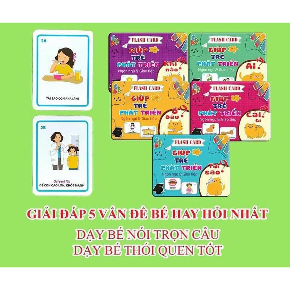 Flash Card hỏi đáp 150 thẻ - Giúp trẻ phát triển Ngôn ngữ và Giao tiếp - 5 chủ đề hỏi đáp - NXB Hà Nội