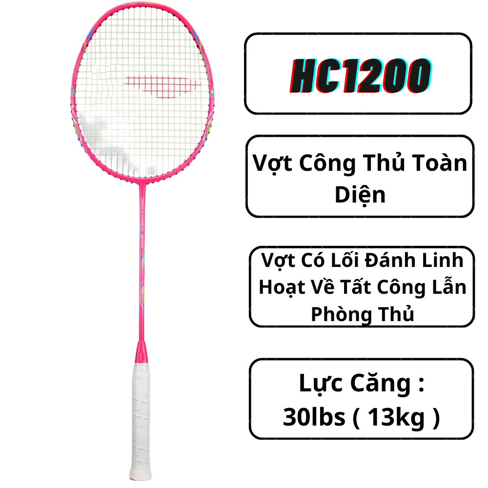 Vợt Cầu Lông Linin HC 1200 - Vợt Cho Lối Đánh Công Thủ Toàn Diện - Hồng Cánh Sen