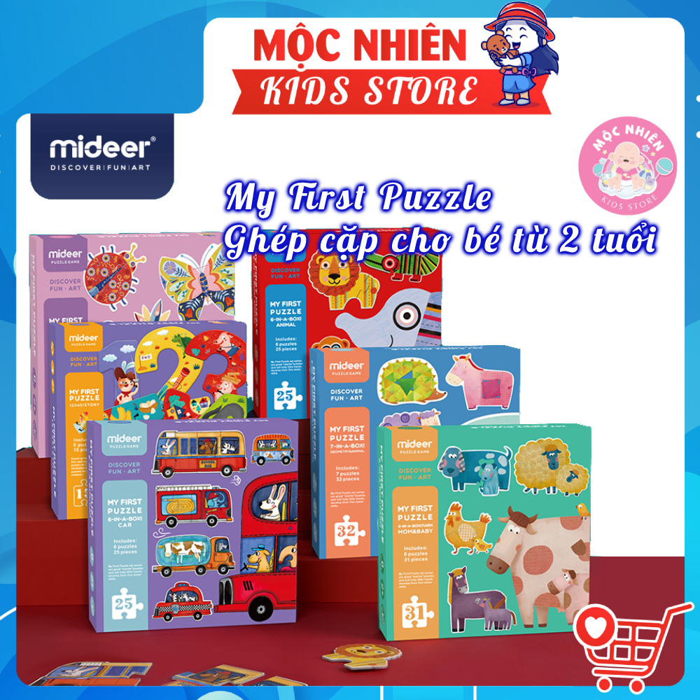 Đồ Chơi Xếp Hình Ghép Cặp Đầu Tiên Nhiều Chủ Đề - My First Puzzle Mideer Dành Cho Các Bé Trên 2 Tuổi