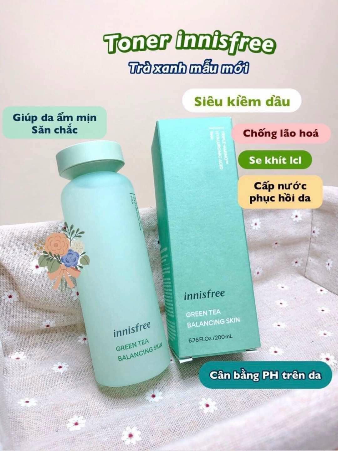 Nước Hoa Hồng Innisfree Green Tea Balancing Skin 200ml ( không xuất hóa đơn đỏ )