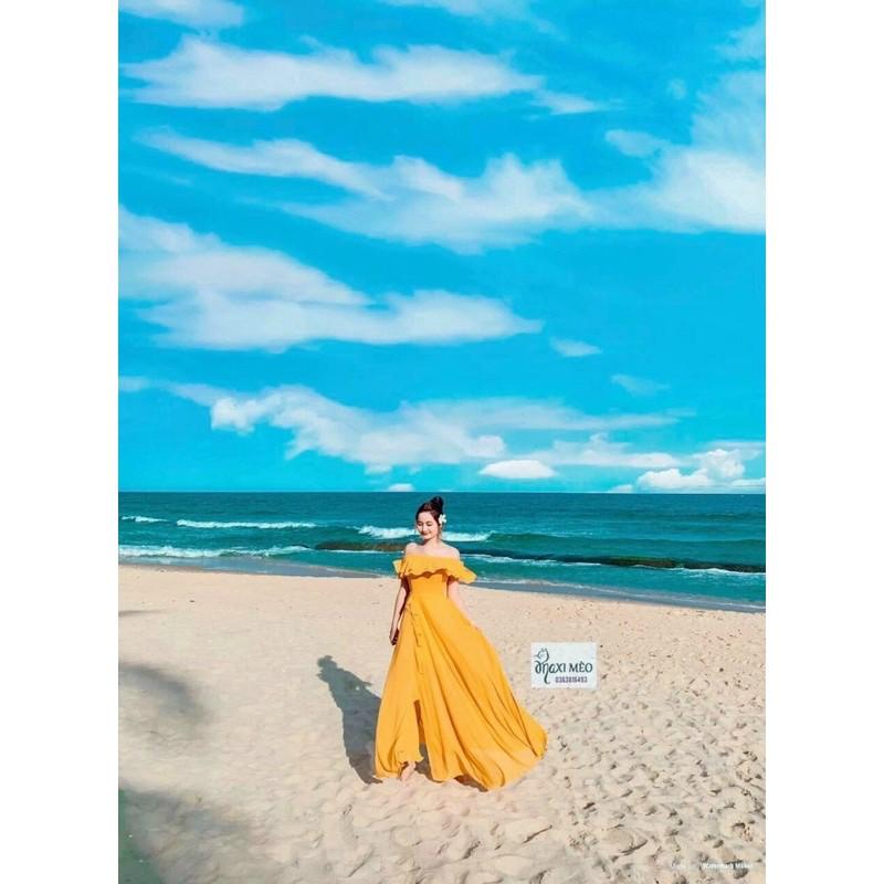 Đầm maxi bẹt vai bèo