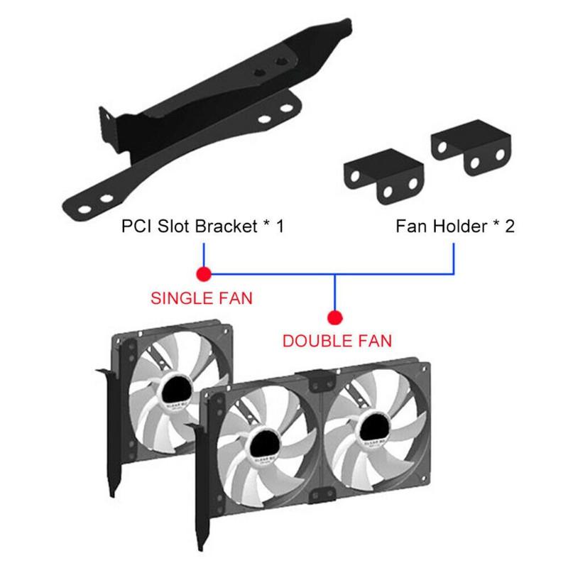 Giá đỡ quạt tản nhiệt hai quạt hỗ trợ PCI thẻ video dễ lắp ráp DIY BTSG