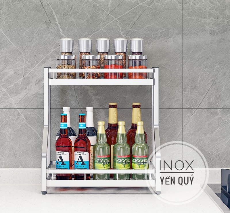 SUS304 / INOX304 KỆ GIA VỊ 2 TẦNG ĐẶT BÀN INOX XƯỚC