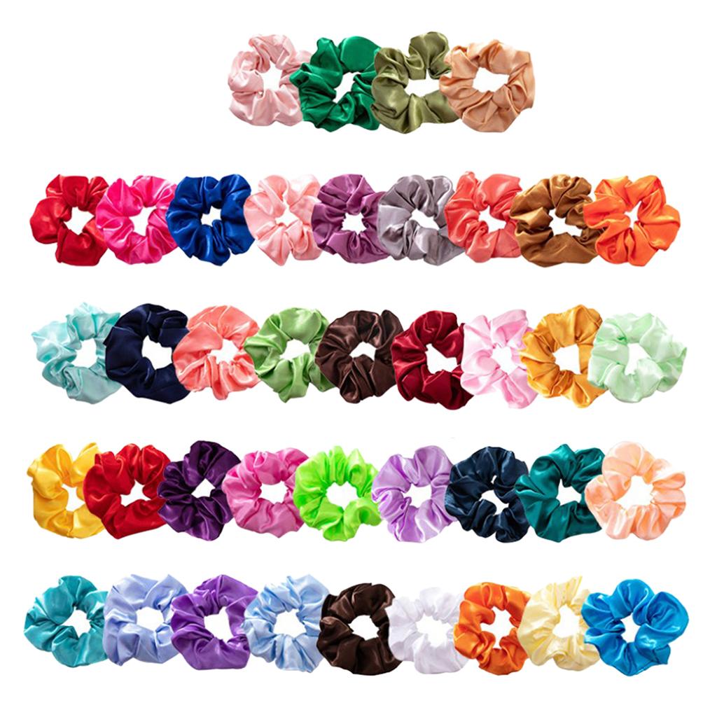 40Pcs  Scrunchies Satin Elastic Hair Bands  Hair Ties Ropes