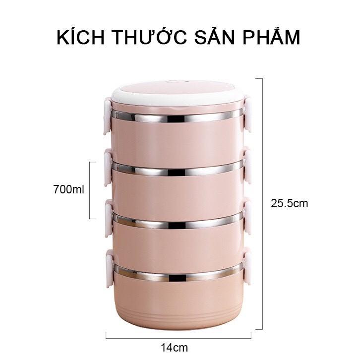 Cặp Lồng Cơm Nhựa Lúa Mạch Lõi Inox Giữ Nhiệt 4 Tầng (Tiện Lợi)