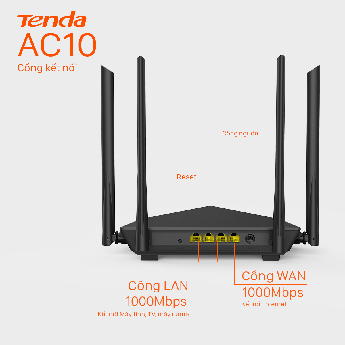 Tenda Thiết bị phát Wifi AC10 Chuẩn AC 1200Mbps - Hàng Chính Hãng