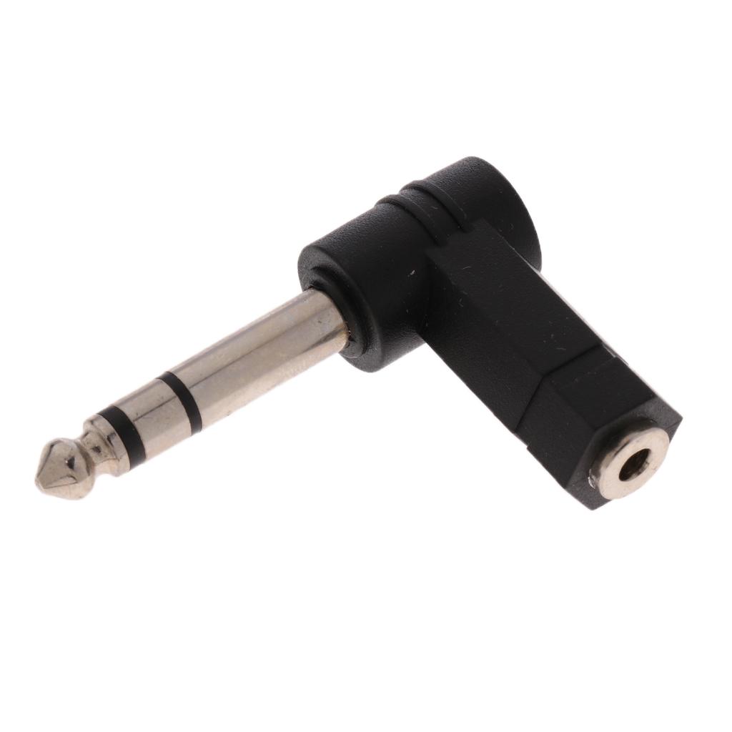 6.35mm Male Plug to 3.5mm Female Jack MIC Headset Audio Elbows Connector