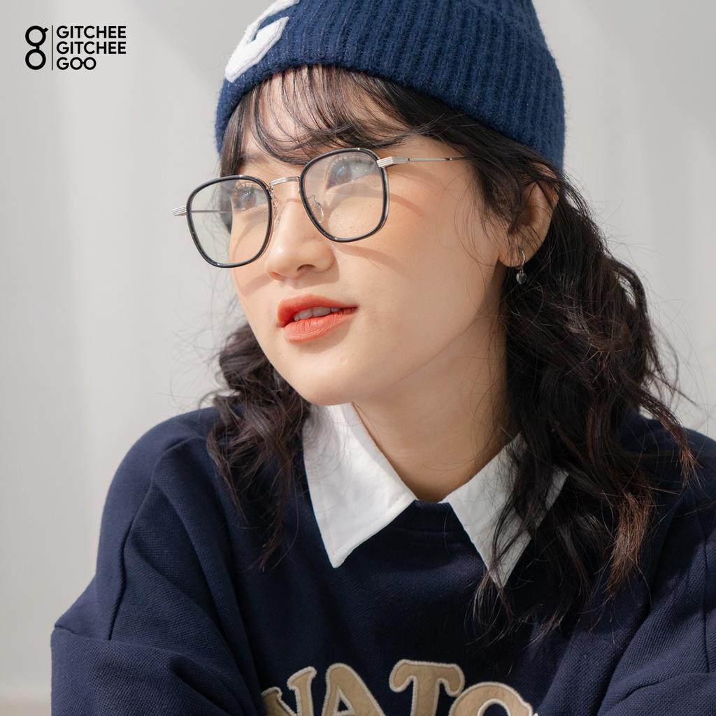 Gọng kính cận nam/nữ Elio gọng kim loại mắt vuông