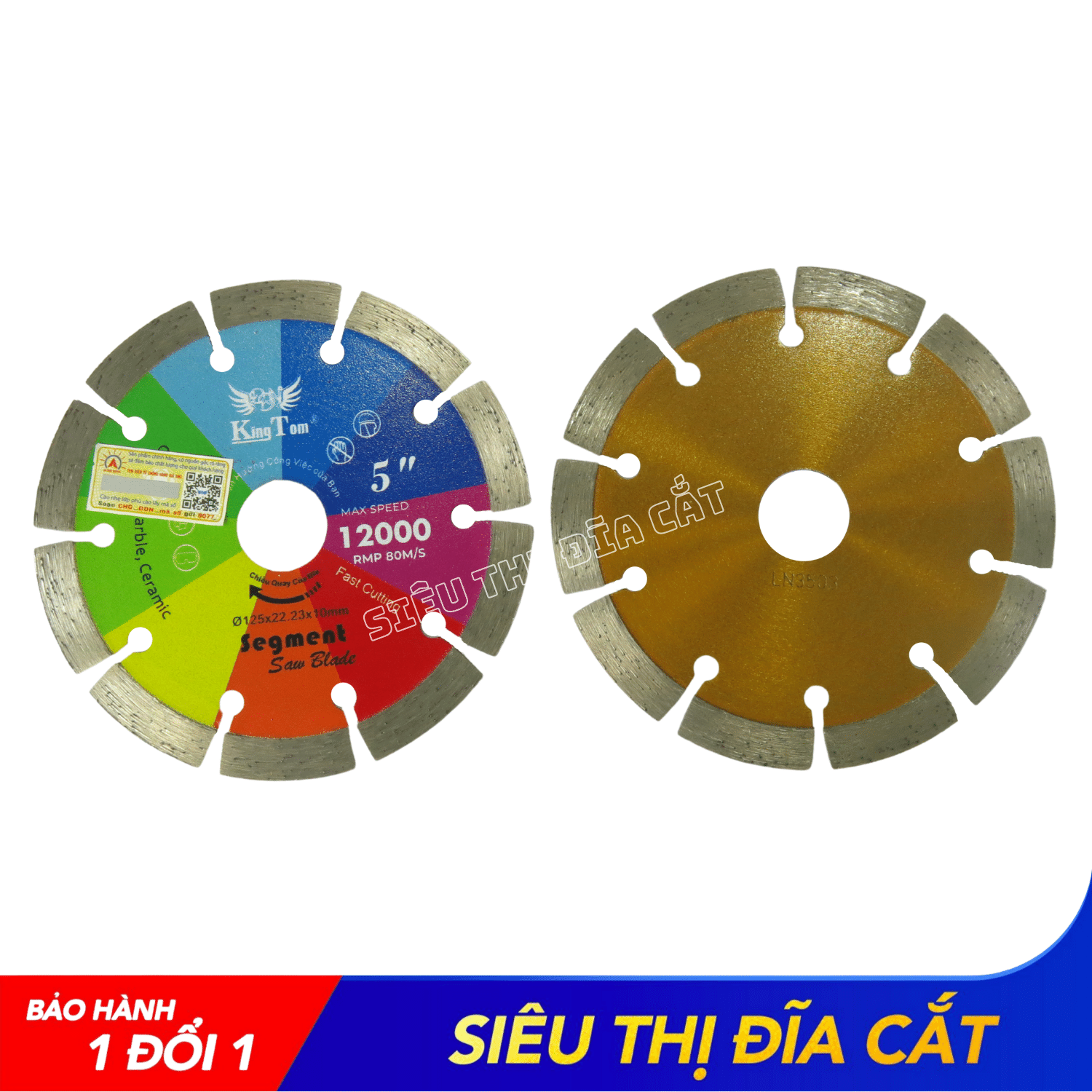 Lưỡi Cắt Gạch 125mm KingTom Sắc Màu Khô - Cắt Gạch Men, Bê Tông