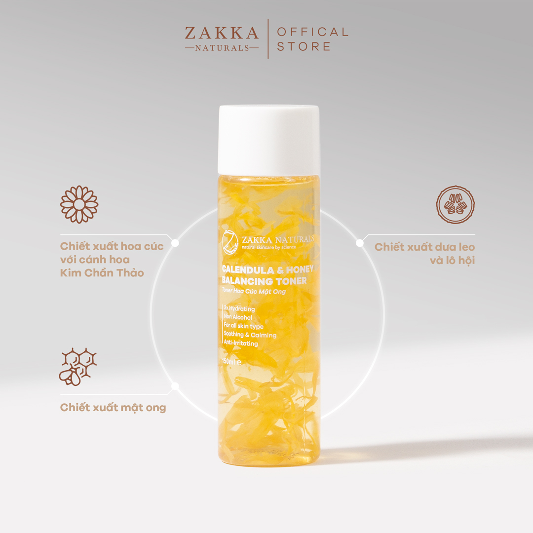 Toner Hoa Cúc Zakka Naturals Calendula & Honey Balancing Toner 150ml