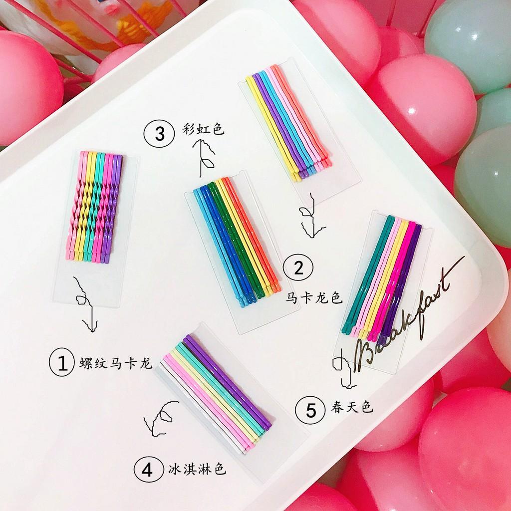 Set 10 kẹp ghim tóc cầu vồng nhiều màu xinh xắn dễ thương