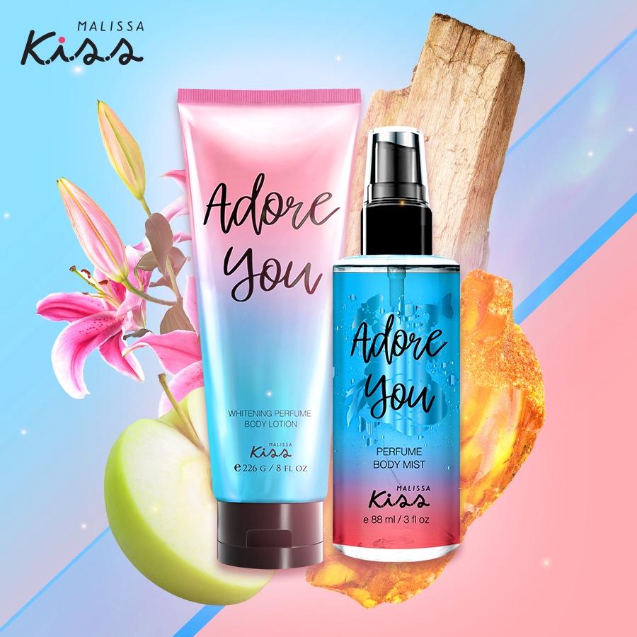 Bộ Đôi Malissa Kiss Body Lotion &amp; Body Mist Hương Adore You 226G