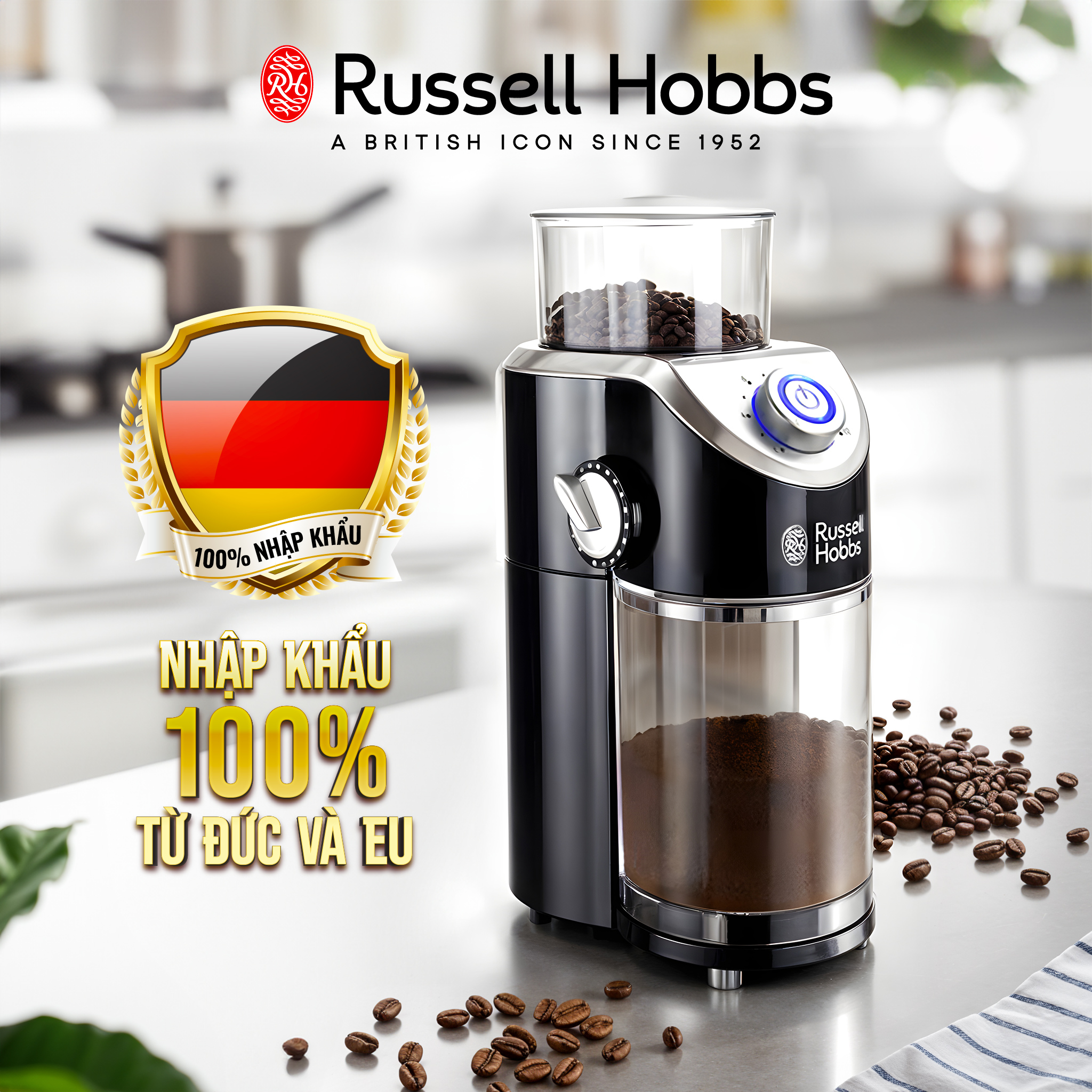 Máy xay cafe tự động Russell Hobbs 23120-56 Classics - Hàng Chính Hãng Nhập Khẩu Từ Đức và EU