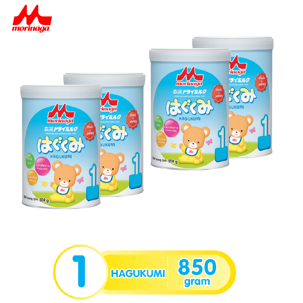 Combo 4 lon Sữa Morinaga Số 1 Hagukumi Nhật Bản 850g có tem chính hãng