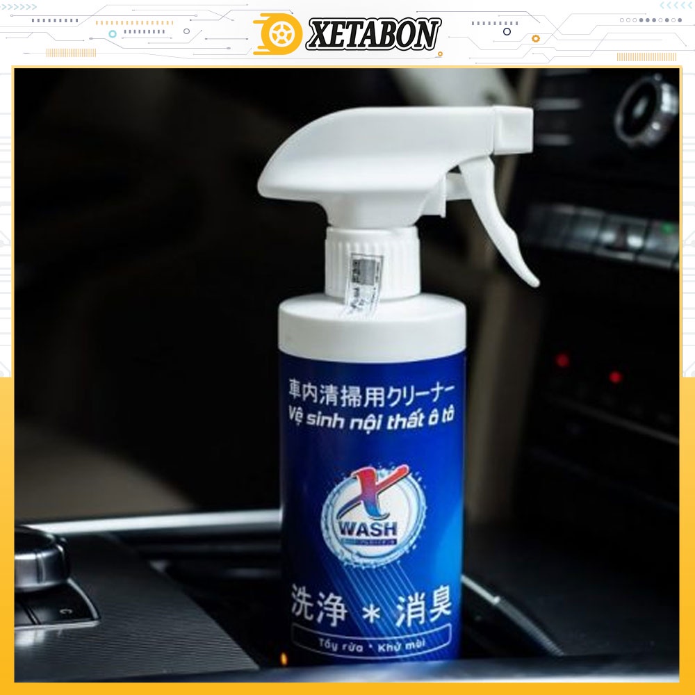 Chai xịt tẩy rửa nội thất xe hơi ô tô XWASH 500ml ,làm sạch nội thất an toàn không hóa chất, tặng kèm khăn lông cừu