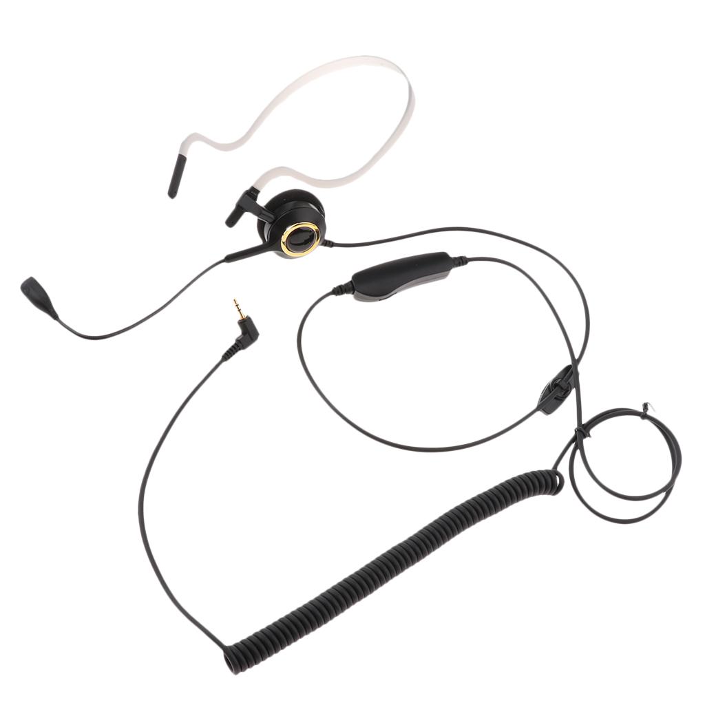 2.5mm Call Center Headset, Rear Mounted Monaural Headphone with Mic