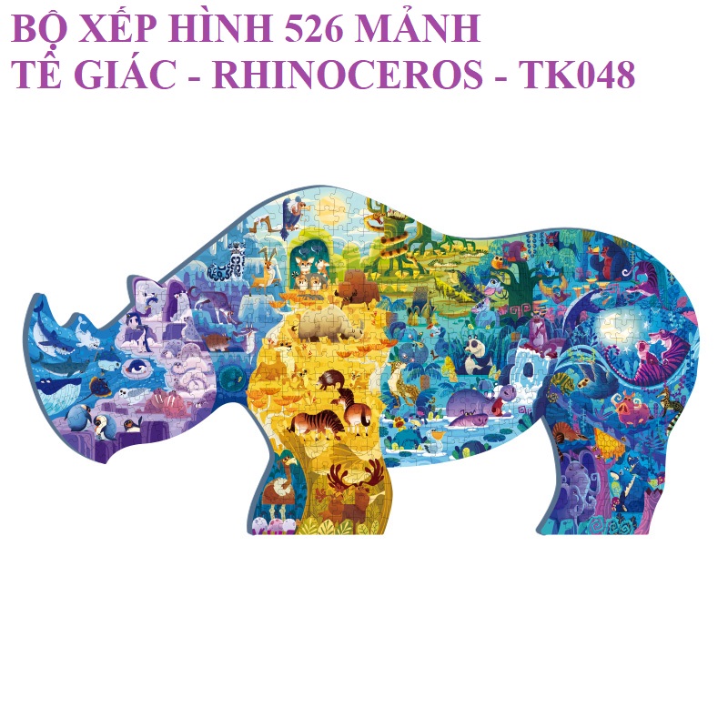 Bộ xếp hình động vật 526 mảnh TÊ GIÁC chính hãng TOI RHINO