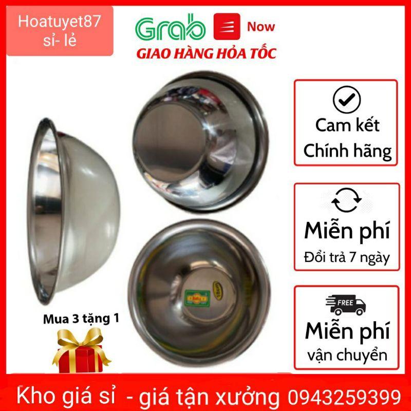 Thau inox / bát inox tròn sâu , loại nhỏ, dày, đường kính 18 - 38cm, miệng bo tròn an toàn cho sức khỏe