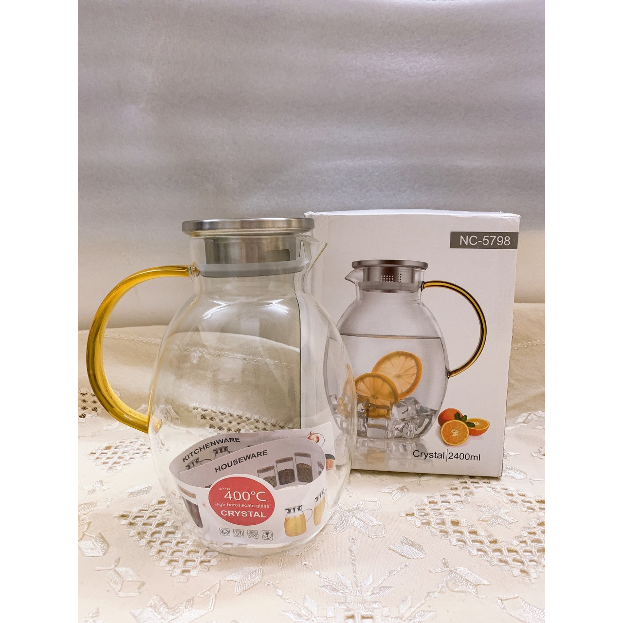 BÌNH ĐỰNG NƯỚC THỦY TINH CHỊU NHIỆT LÊN TỚI 400 ĐỘ C LL - 2400ML - ANTH232