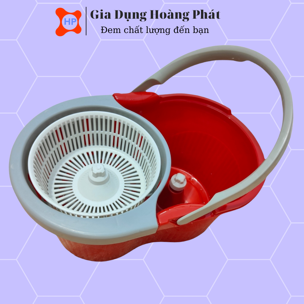 Thùng / Xô Lau Nhà Tự Vắt 360° Lồng Nhựa