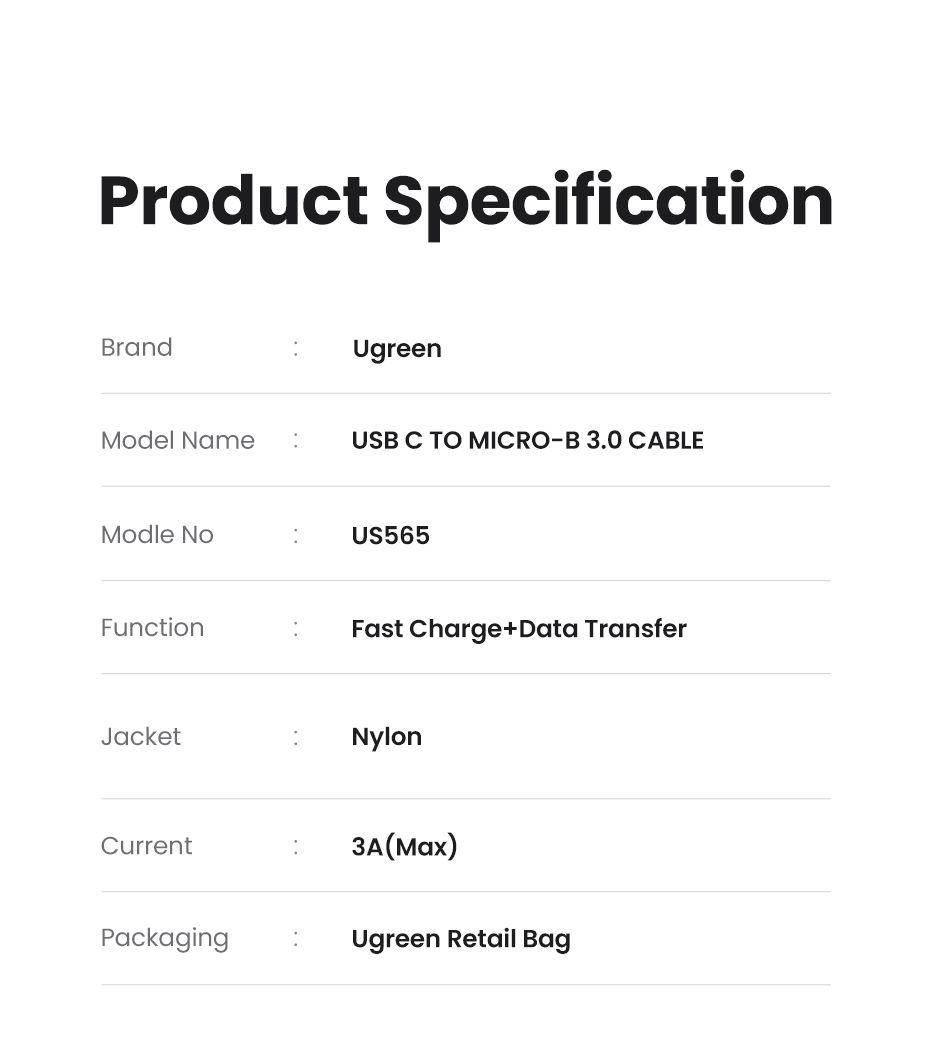 Ugreen UG15231US565TK 0.5M USB type C sang Micro B Màu Xám Cáp chuyển - HÀNG CHÍNH HÃNG