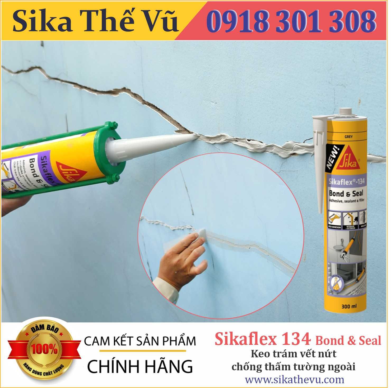 Keo trám khe đa năng chống thấm, trám nứt cho tường và sàn - Sikaflex- 134 Bond & Seal (tuýp 300ml)